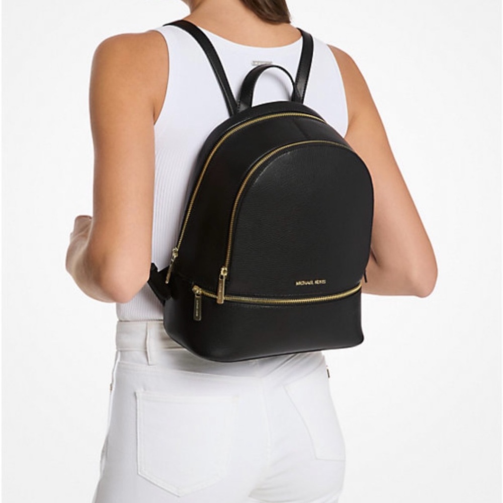 MICHAEL Michael Kors Black Backpack with Gold Details